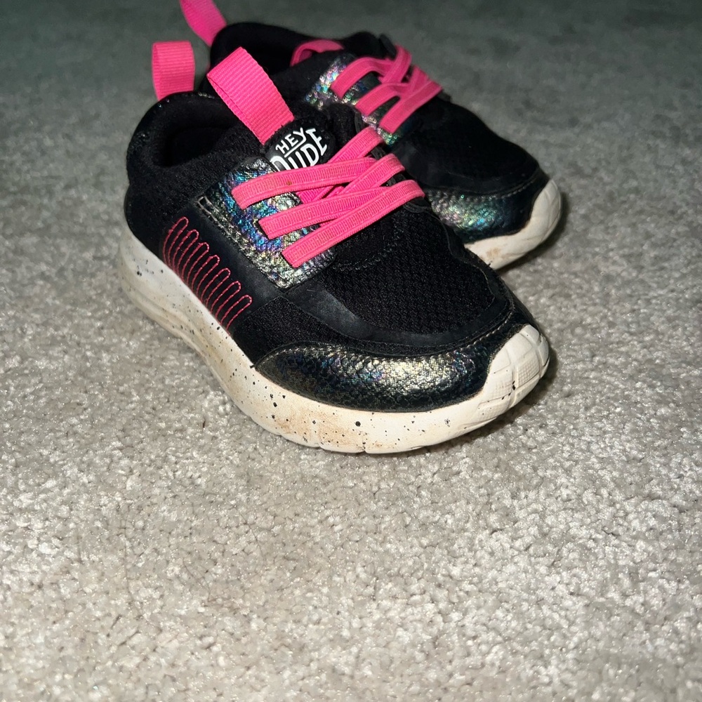 Hey Dude Kids Sneakers with Black and Pink Highlights